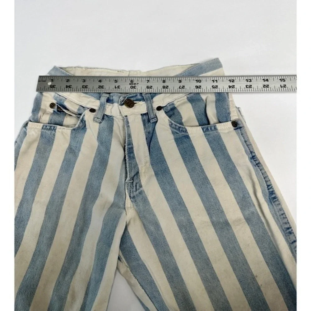 HIS Striped Denim Jean Shorts Jorts womens High Waisted Sz 10 Vintage 80s 90s‎